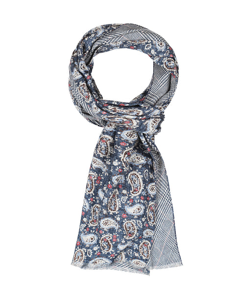 Silk Scarf with Paisley Print | Blue