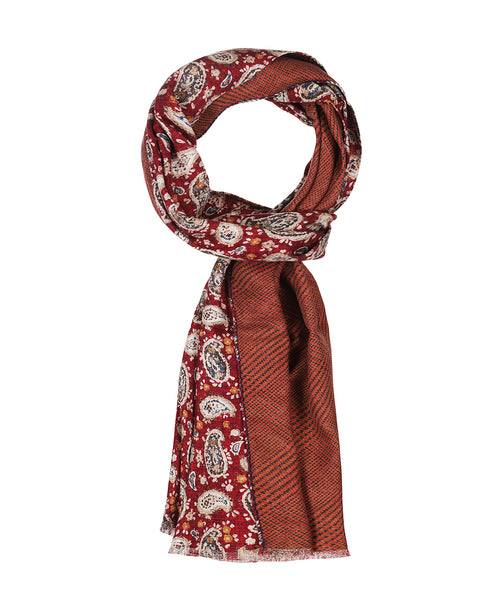 Silk Scarf with Paisley Print | Red