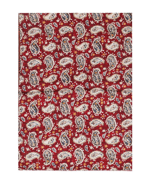 Silk Scarf with Paisley Print | Red