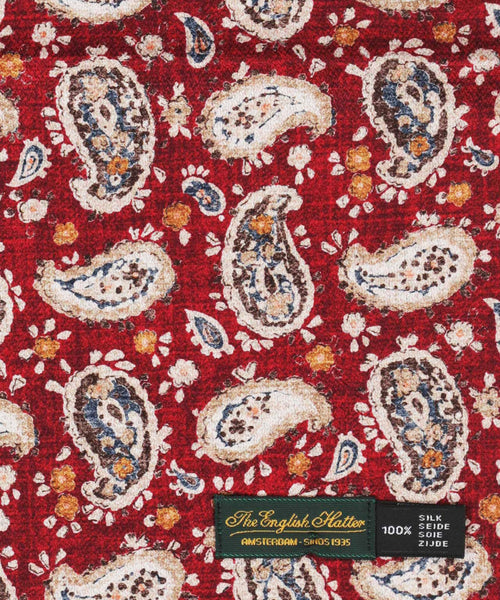 Silk Scarf with Paisley Print | Red