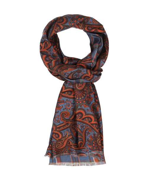 Silk Scarf with Paisley Print | Red