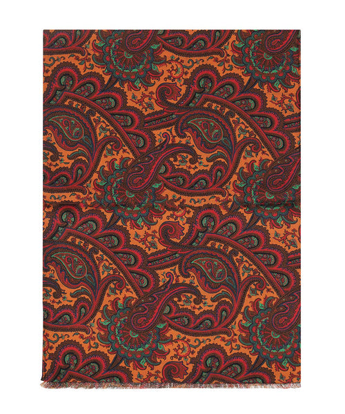 Silk Scarf with Paisley Print | Red