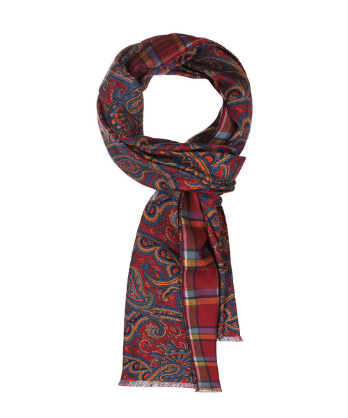 Silk Scarf with Paisley Print | Red