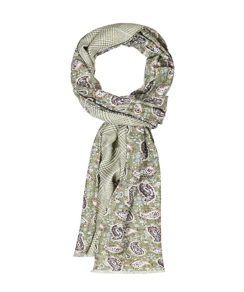 Silk Scarf with Paisley Print | Green