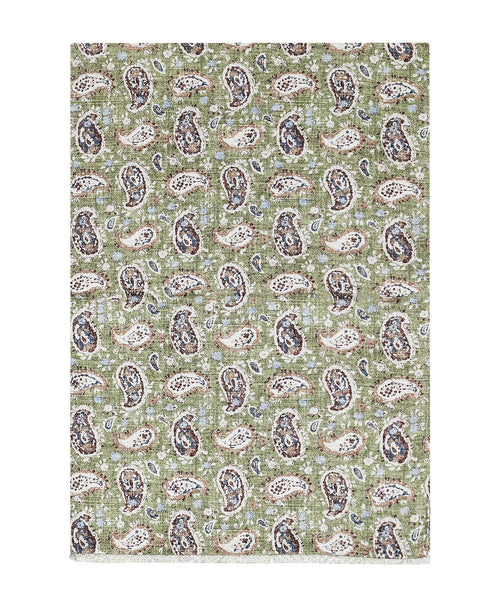 Silk Scarf with Paisley Print | Green