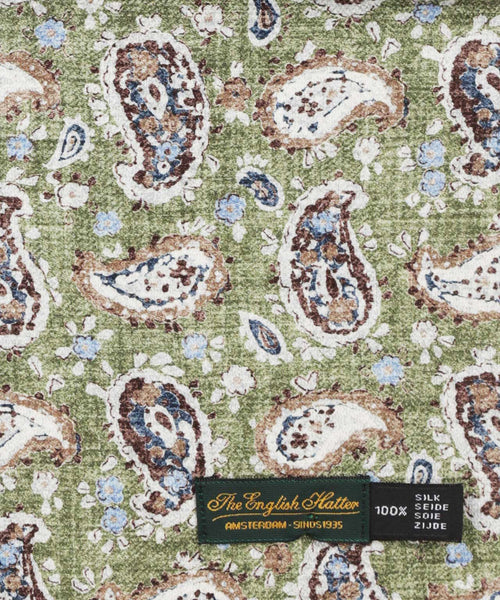 Silk Scarf with Paisley Print | Green