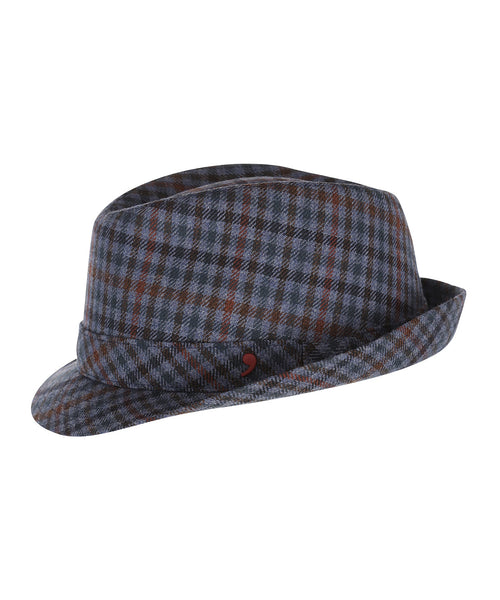 Trilby Hat Check Pattern | Blue