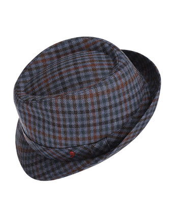 Trilby Hat Check Pattern | Blue