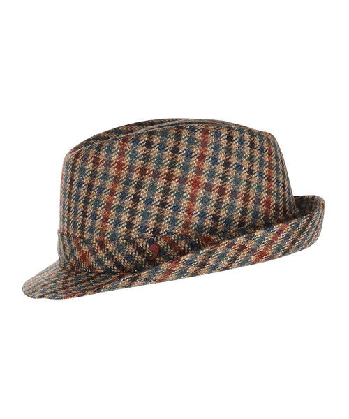 Trilby Hat Check Pattern | Brown