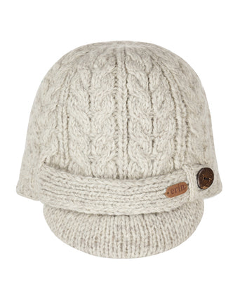 Aran Cable Beanie Women | Beige