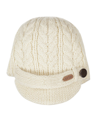 Aran Cable Beanie Women | White