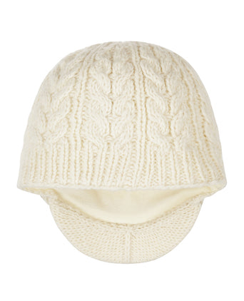 Aran Cable Beanie Women | White