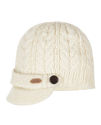 Aran Cable Beanie Women | White
