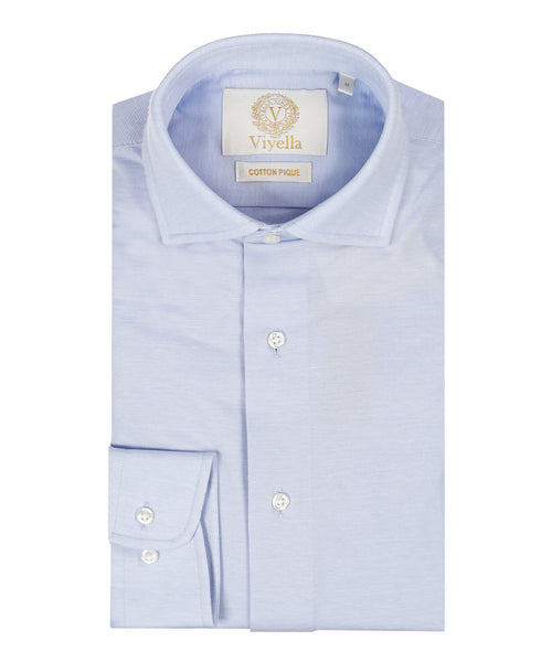 Viyella Knitted Pique Shirt | Blue
