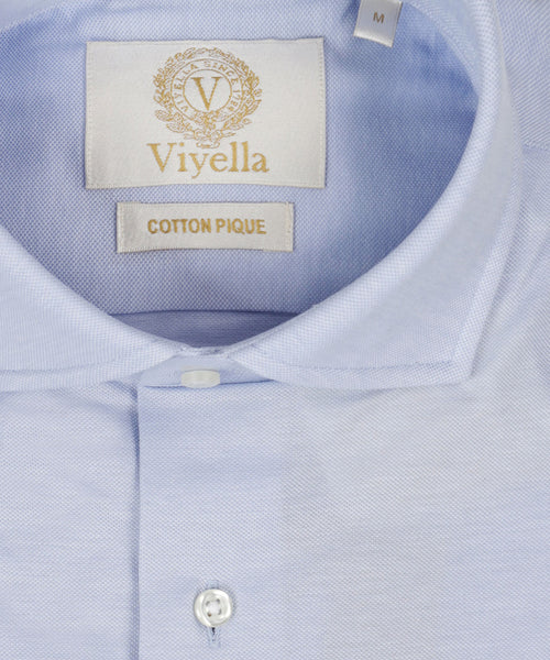 Viyella Knitted Pique Shirt | Blue