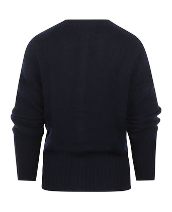 Harley of Scotland Women's Chunky Knit Button Cardigan | Navy Blue