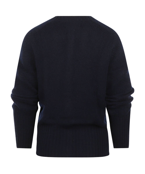 Harley of Scotland Dames Grofgebreid Knoop Vest | Navy Blauw