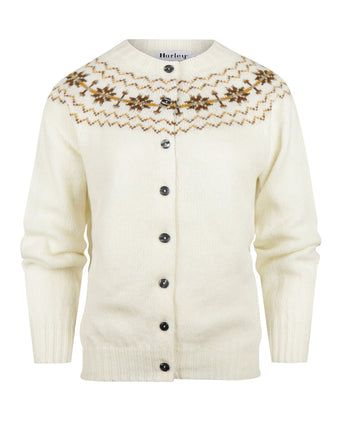 Harley of Scotland Women's Fair Isle Button Vest | White