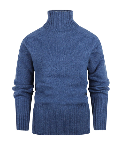 Harley of Scotland Dames Kol Pullover | Denim Blauw