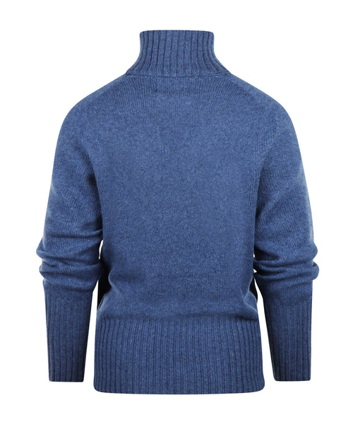 Harley of Scotland Dames Kol Pullover | Denim Blauw