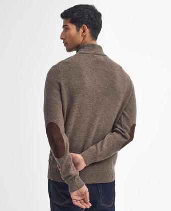 Pullover with zip and button closure | Brown