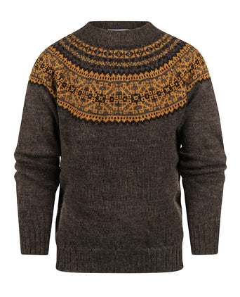 Harley of Scotland Round Neck Fairisle Pullover | Gray