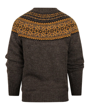 Harley of Scotland Round Neck Fairisle Pullover | Gray