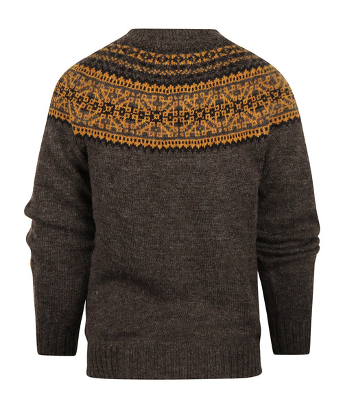 Harley of Scotland Ronde Hals Fairisle Pullover | Grijs