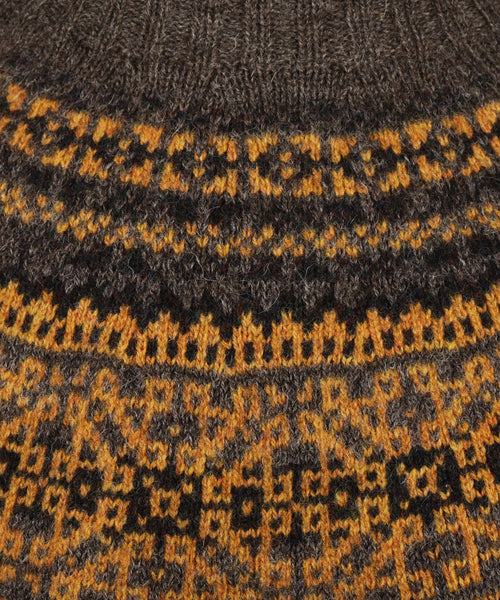 Harley of Scotland Ronde Hals Fairisle Pullover | Grijs
