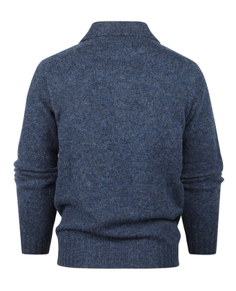 Harley of Scotland Polo Collar Pullover | Denim Blue