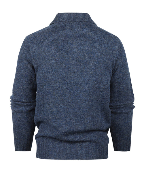 Harley of Scotland Polo Collar Pullover | Denim Blue