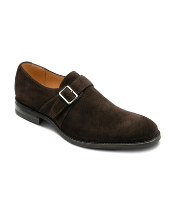 Loake 357 Monk Strap Shoe, Suede | Brown