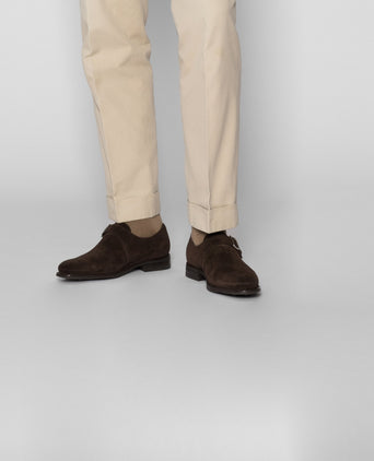 Loake 357 Monk Strap Shoe, Suede | Brown