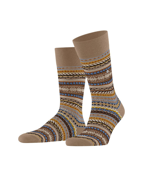 Burlington Fair Isle Sock | Brown