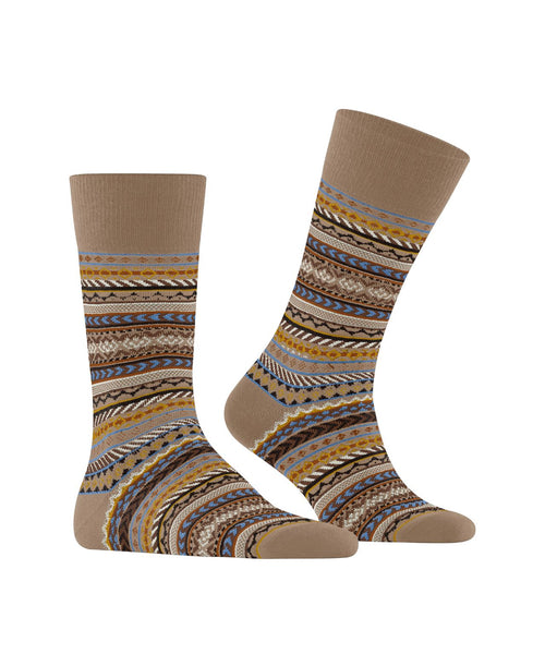 Burlington Fair Isle Sock | Brown