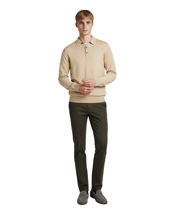 Pullover polo merino wool | Beige