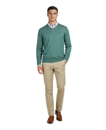 Cotton v-neck sweater | Green