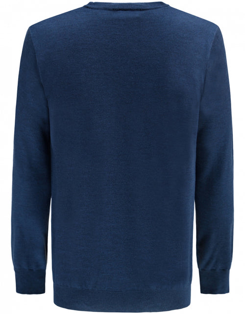 Pullover merino wol v-hals | Blauw