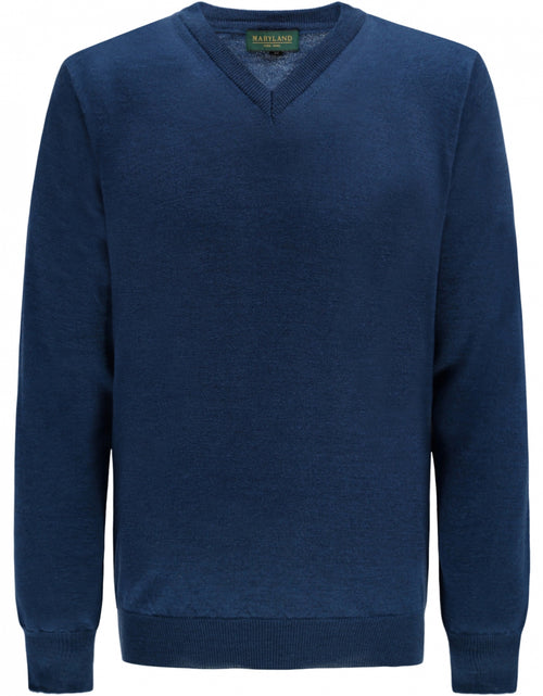 Pullover merino wol v-hals | Blauw