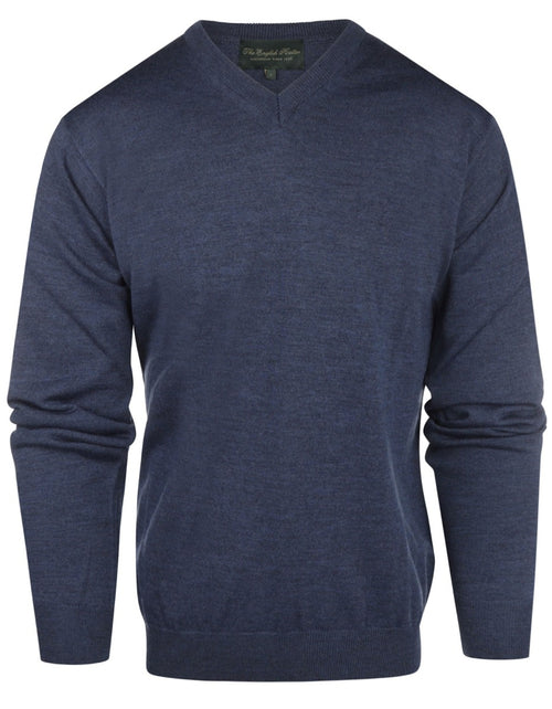 Pullover merino wol v-hals | Light Indigo