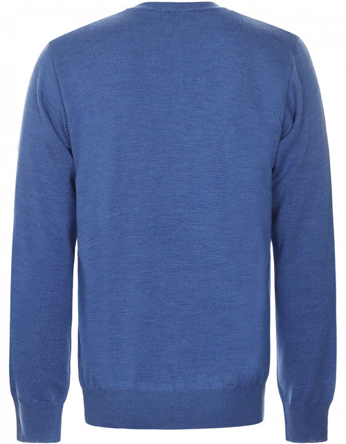 Pullover merino wol v-hals | Blauw