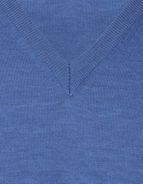 Pullover merino wol v-hals | Blauw