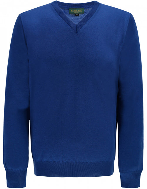 Pullover merino wol v-hals | Kobalt