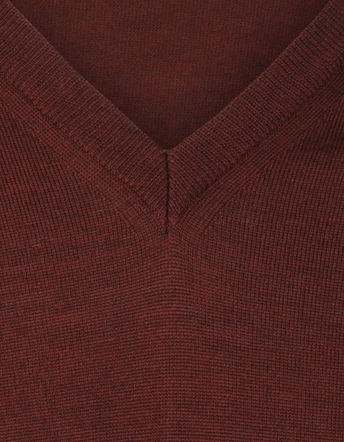 Pullover merino wol v-hals | Bordeaux