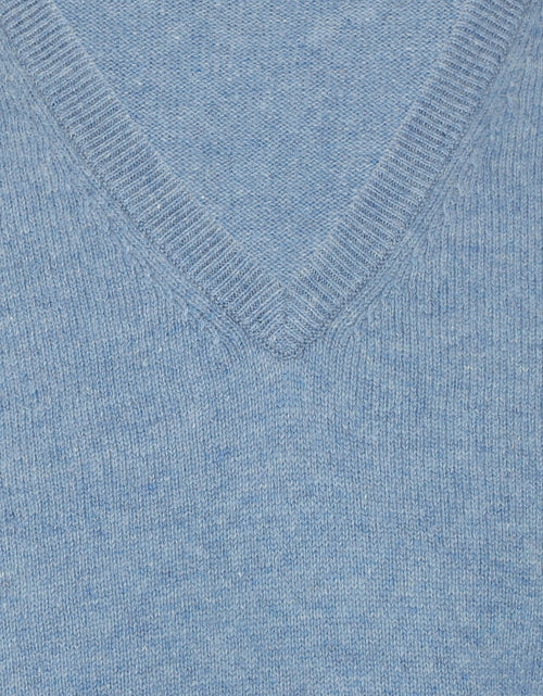 Pullover klassiek Lamswol v-hals | Blauw