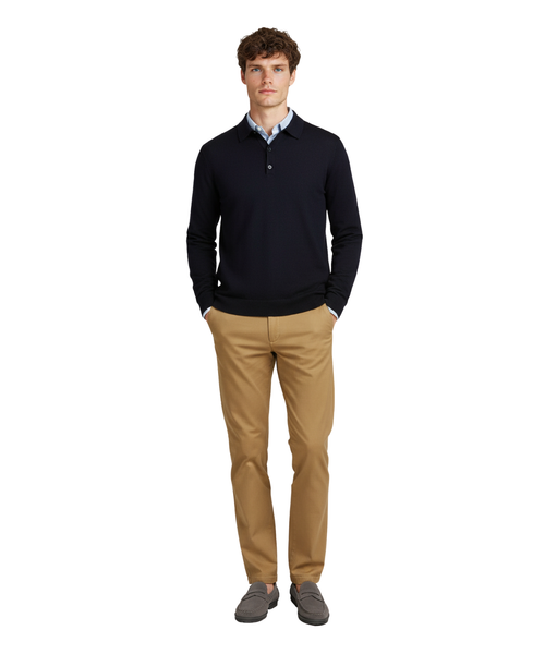 Pullover polo merino wool | Navy