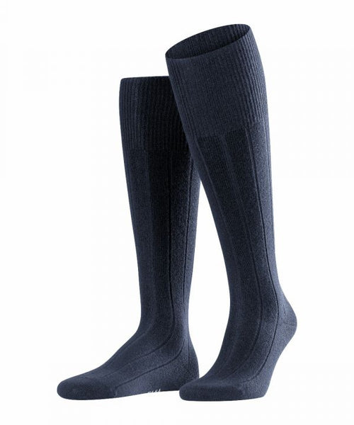 Lhasa rib men's knee socks | Blue