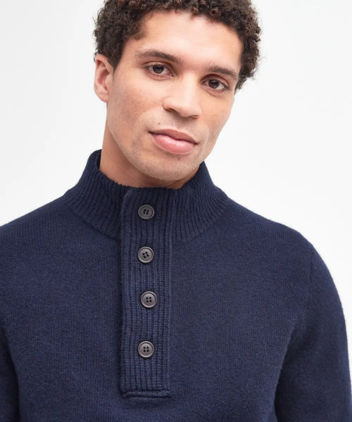 Zip-up button-down sweater | Navy Blue
