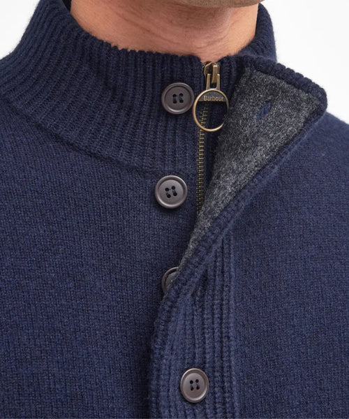 Zip-up button-down sweater | Navy Blue