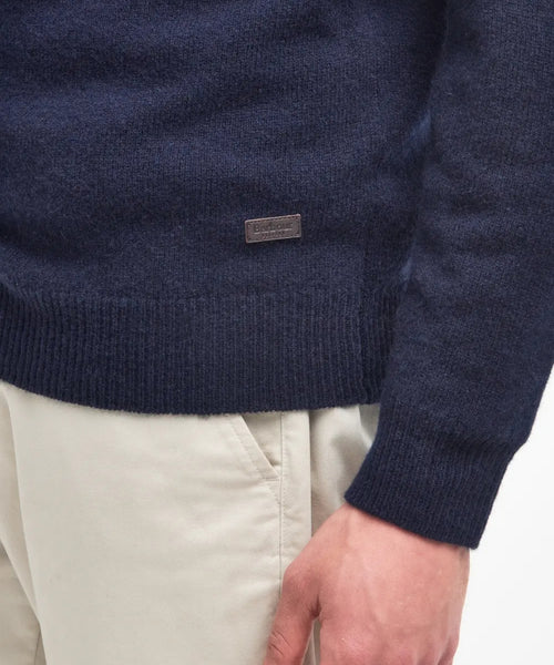 Zip-up button-down sweater | Navy Blue